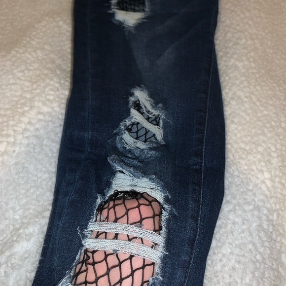 Stylish Distressed Dark Blue Jeans for Women - Picture 2 of 5